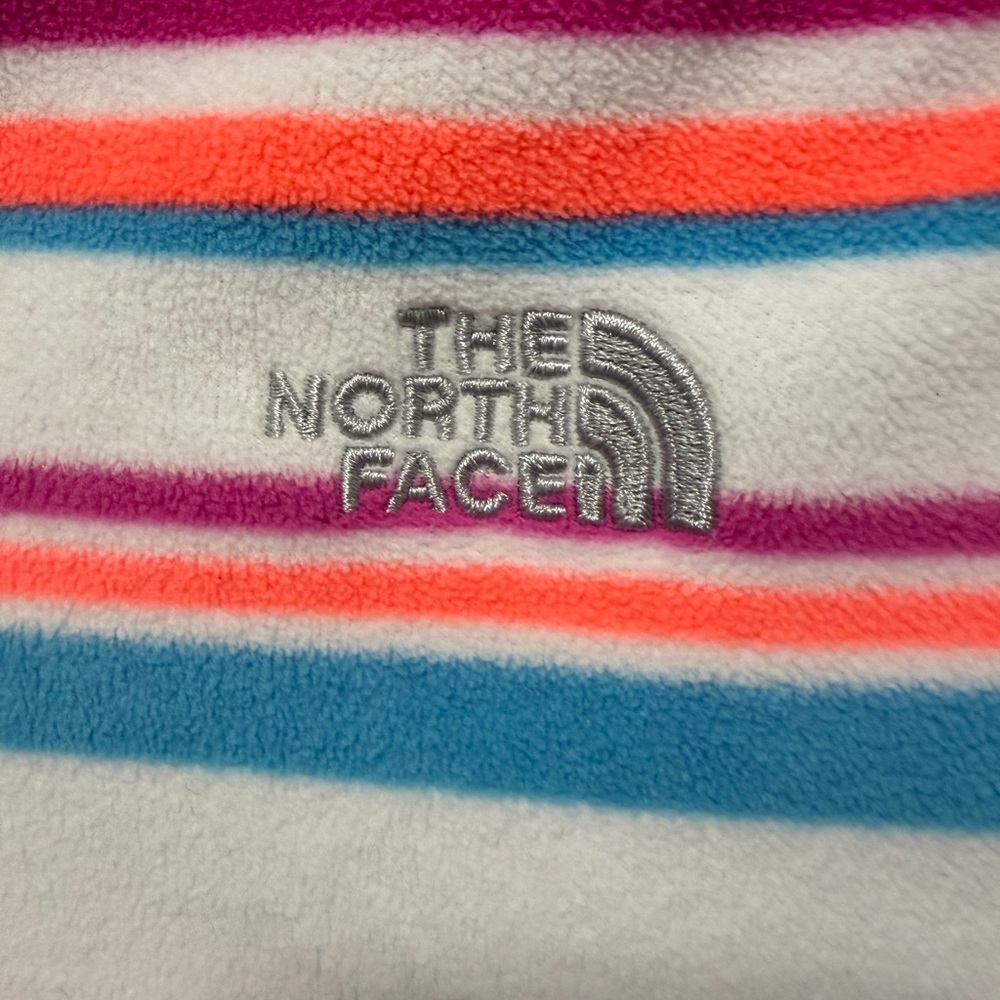 The North Face Stripped Girls Lightweight Zip Fleece Hoodie Jacket Like New - M - Picture 4 of 10
